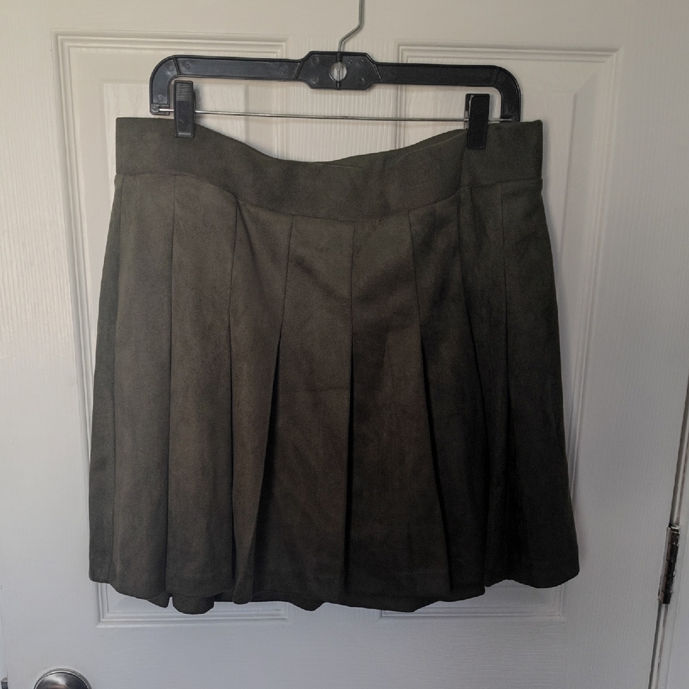 Elegant Olive A-Line Women's Velvet Skirt